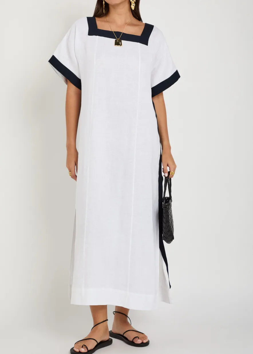 Astypalea linen midi kaftan dress