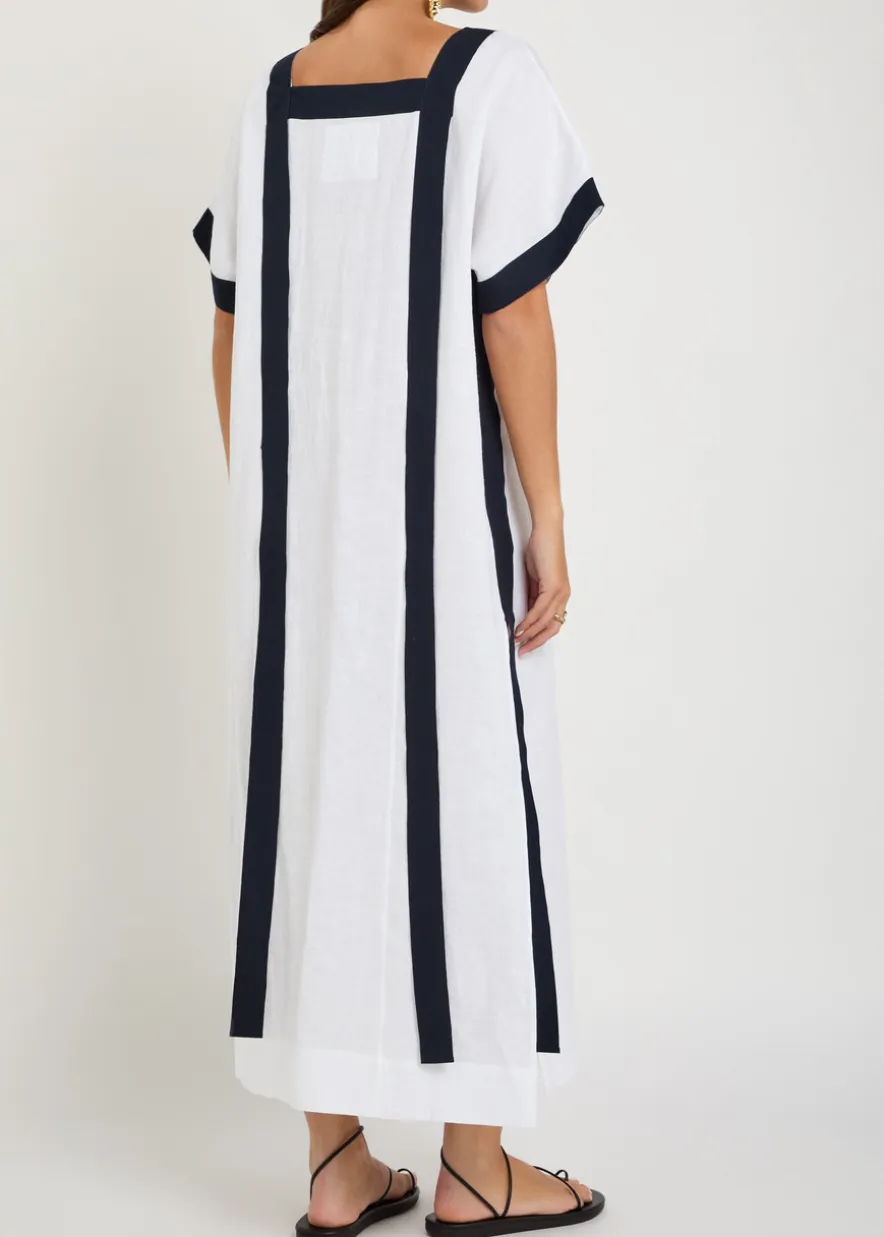 Astypalea linen midi kaftan dress