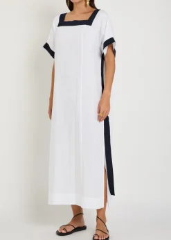 Astypalea linen midi kaftan dress