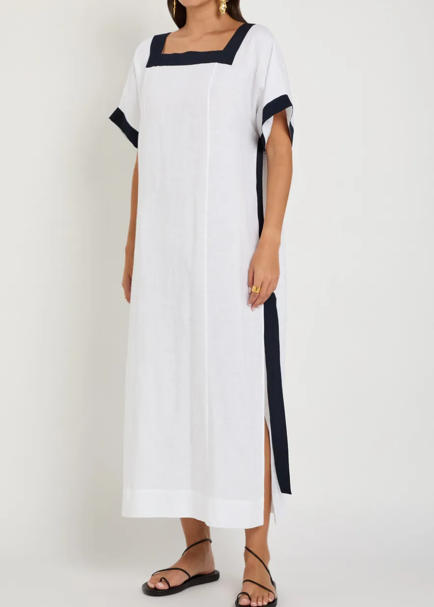 Astypalea linen midi kaftan dress