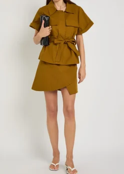 Asymmetrical woven mini skirt