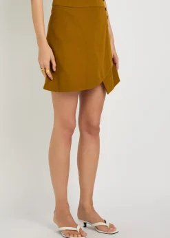 Asymmetrical woven mini skirt