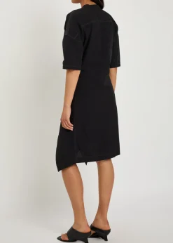 Asymmetric cotton mini dress
