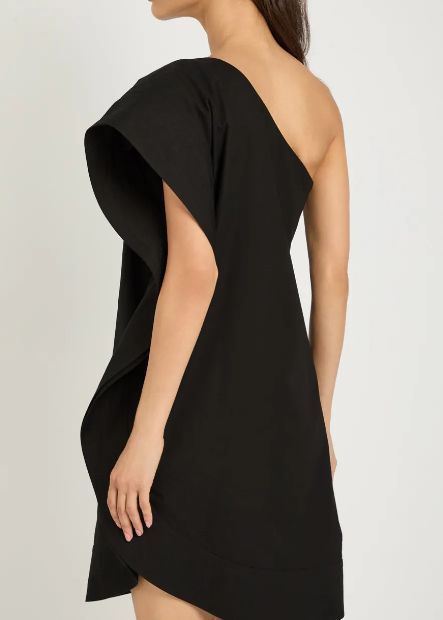 Asymmetric cotton mini dress