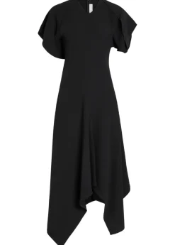 Asymmetric crepe midi dress