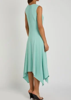 Asymmetric crepe midi dress