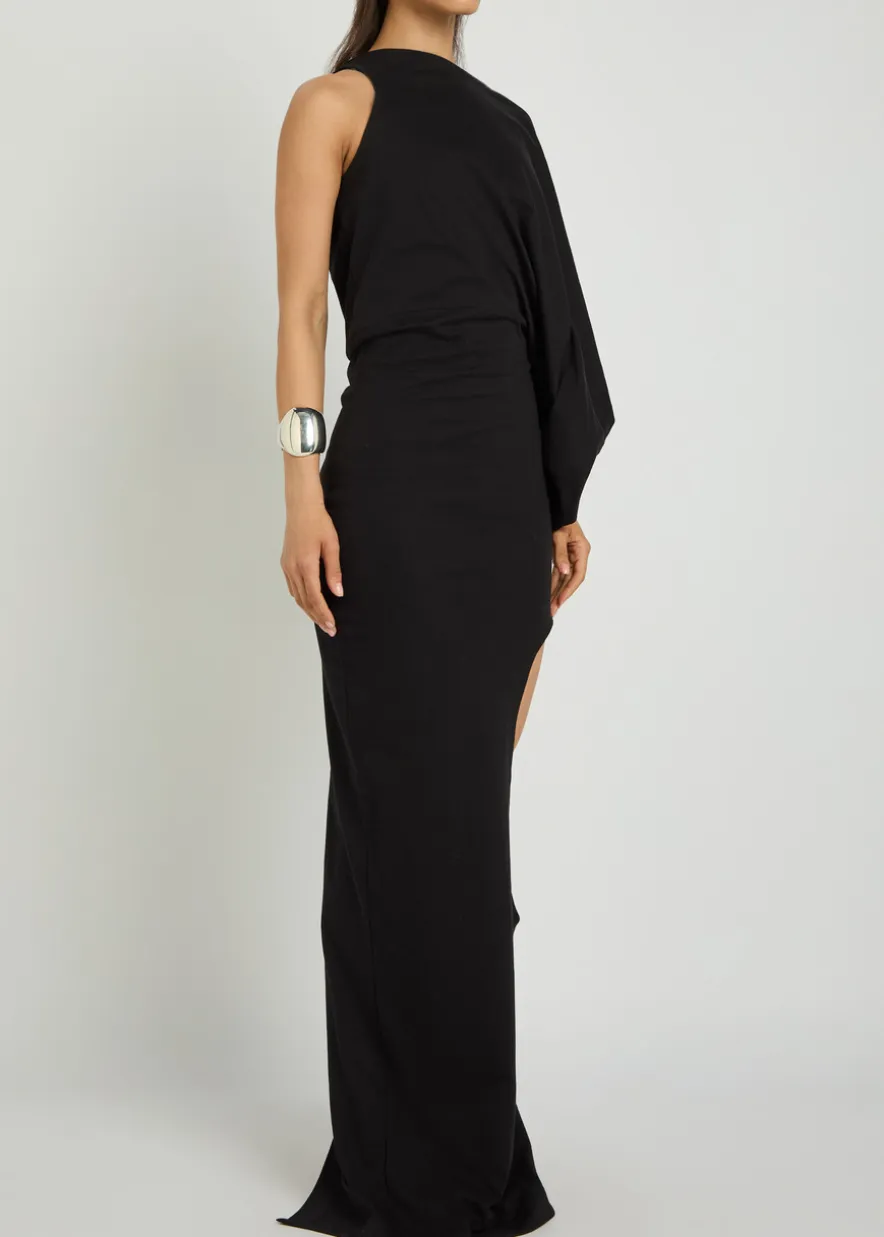 Asymmetric cut-out cotton maxi dress