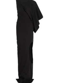 Asymmetric cut-out cotton maxi dress