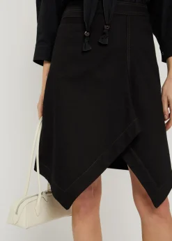 Asymmetric denim mini skirt