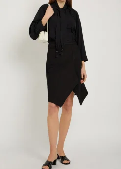 Asymmetric denim mini skirt