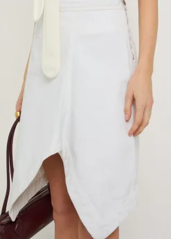 Asymmetric denim mini skirt