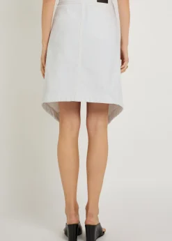 Asymmetric denim mini skirt