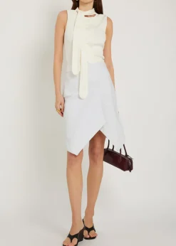 Asymmetric denim mini skirt