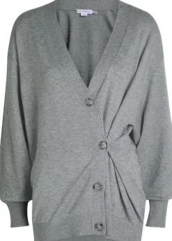 Asymmetric fine-knit cardigan