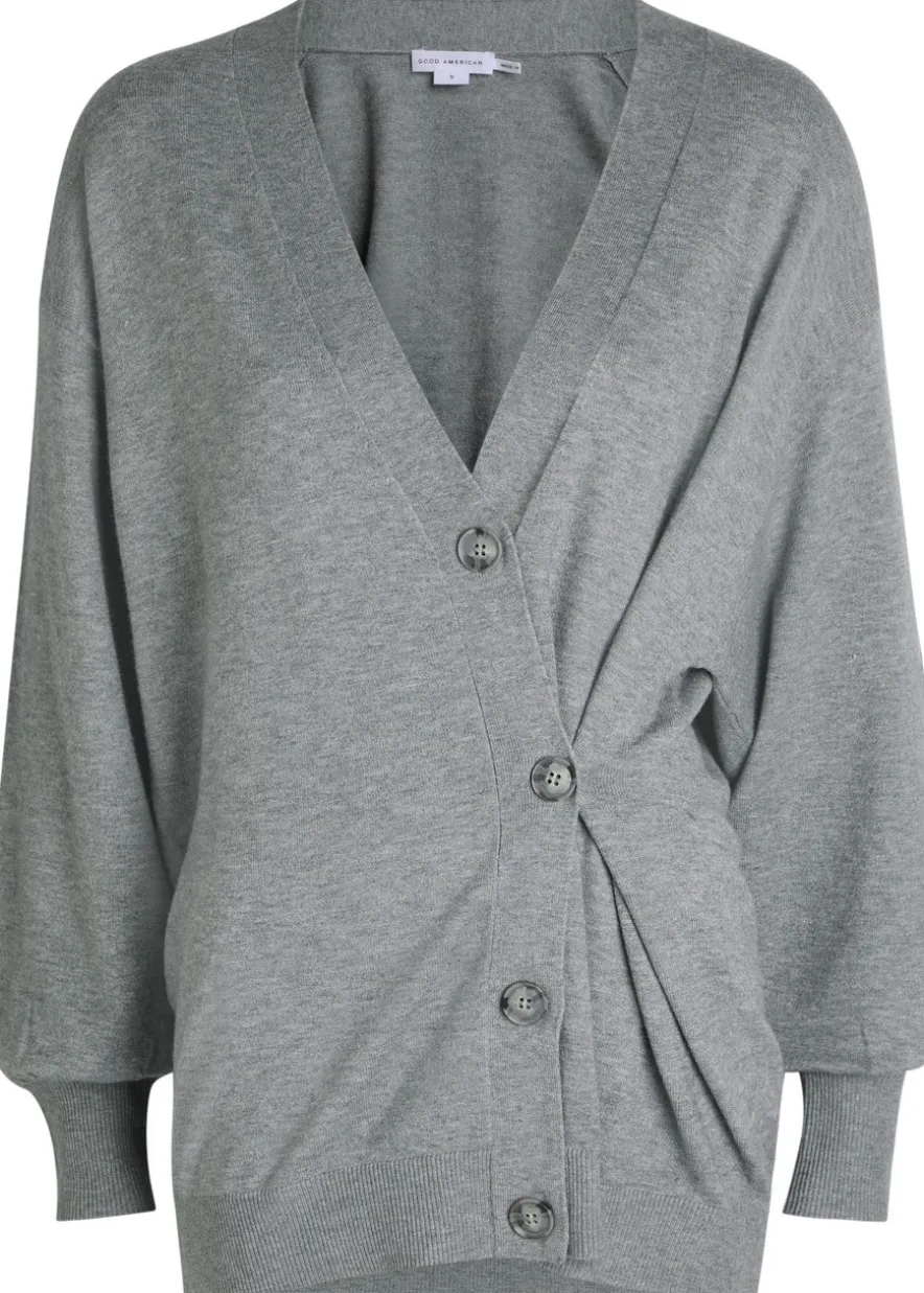 Asymmetric fine-knit cardigan