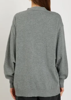 Asymmetric fine-knit cardigan