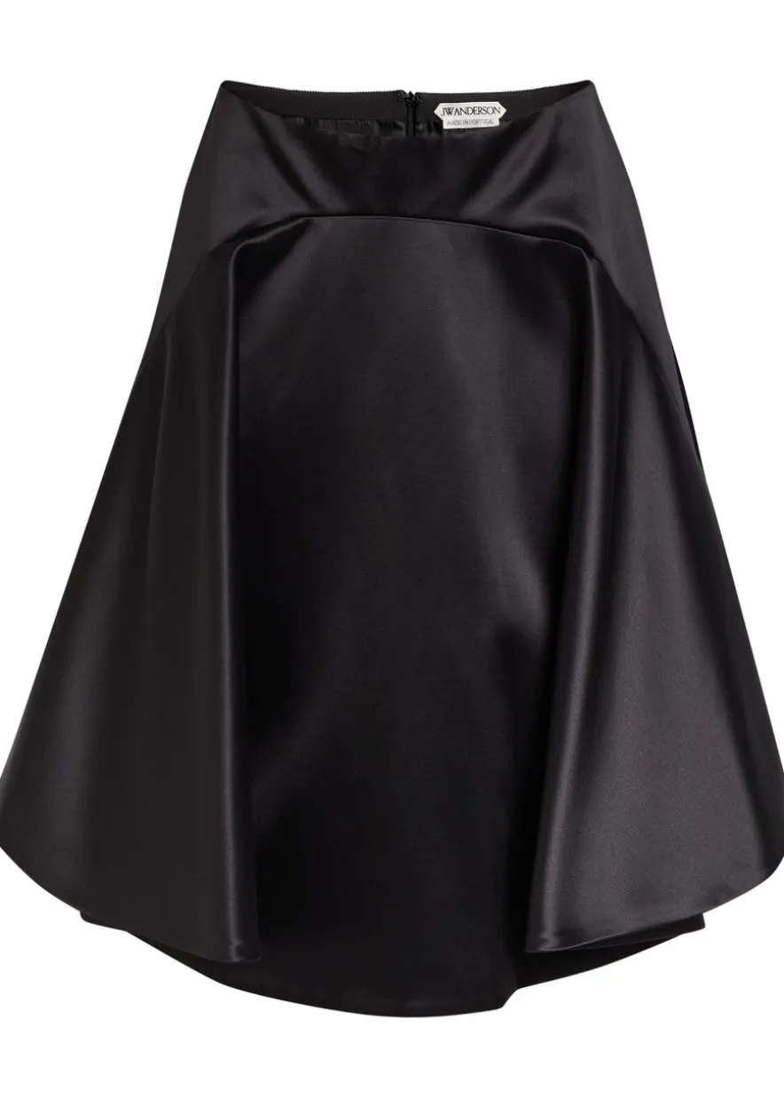 Asymmetric-hem cotton and silk-blend mini skirt