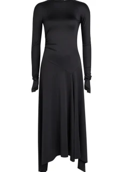 Asymmetric jersey midi dress