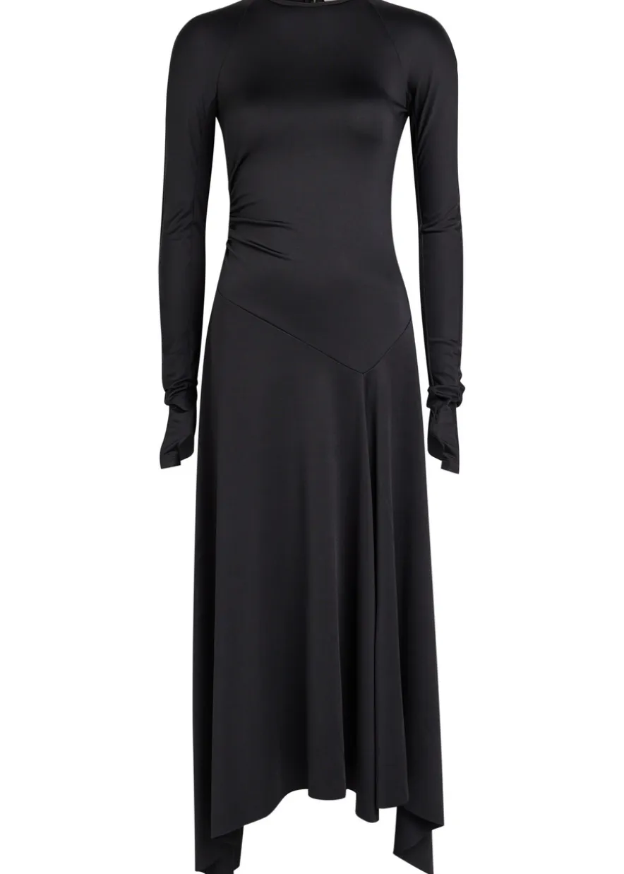 Asymmetric jersey midi dress