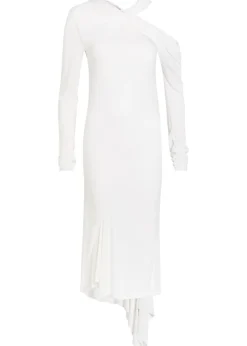 Asymmetric jersey midi dress