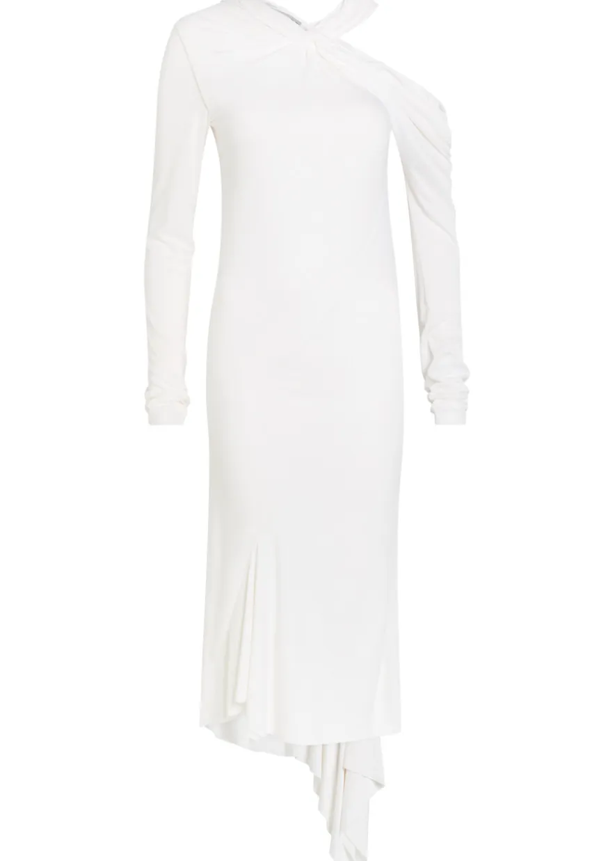 Asymmetric jersey midi dress