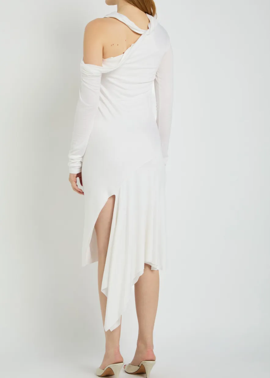 Asymmetric jersey midi dress