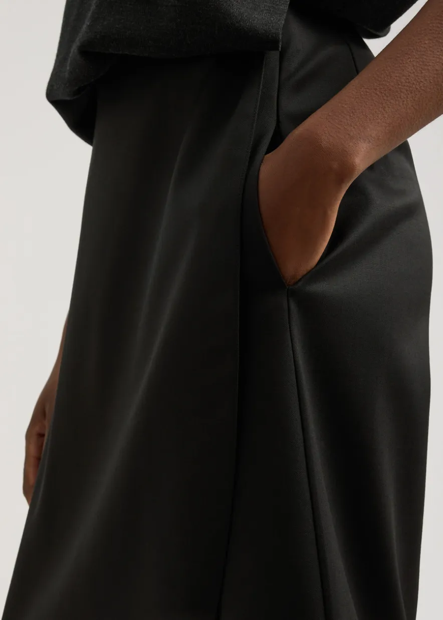 Asymmetric layered stretch-wool trousers