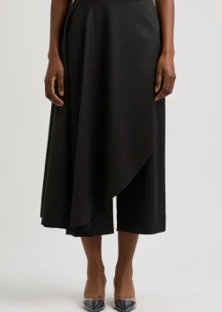 Asymmetric layered stretch-wool trousers