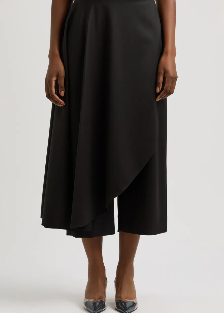 Asymmetric layered stretch-wool trousers