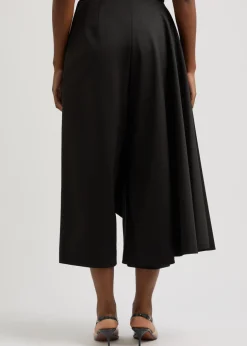 Asymmetric layered stretch-wool trousers