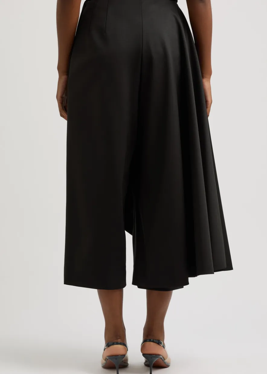 Asymmetric layered stretch-wool trousers