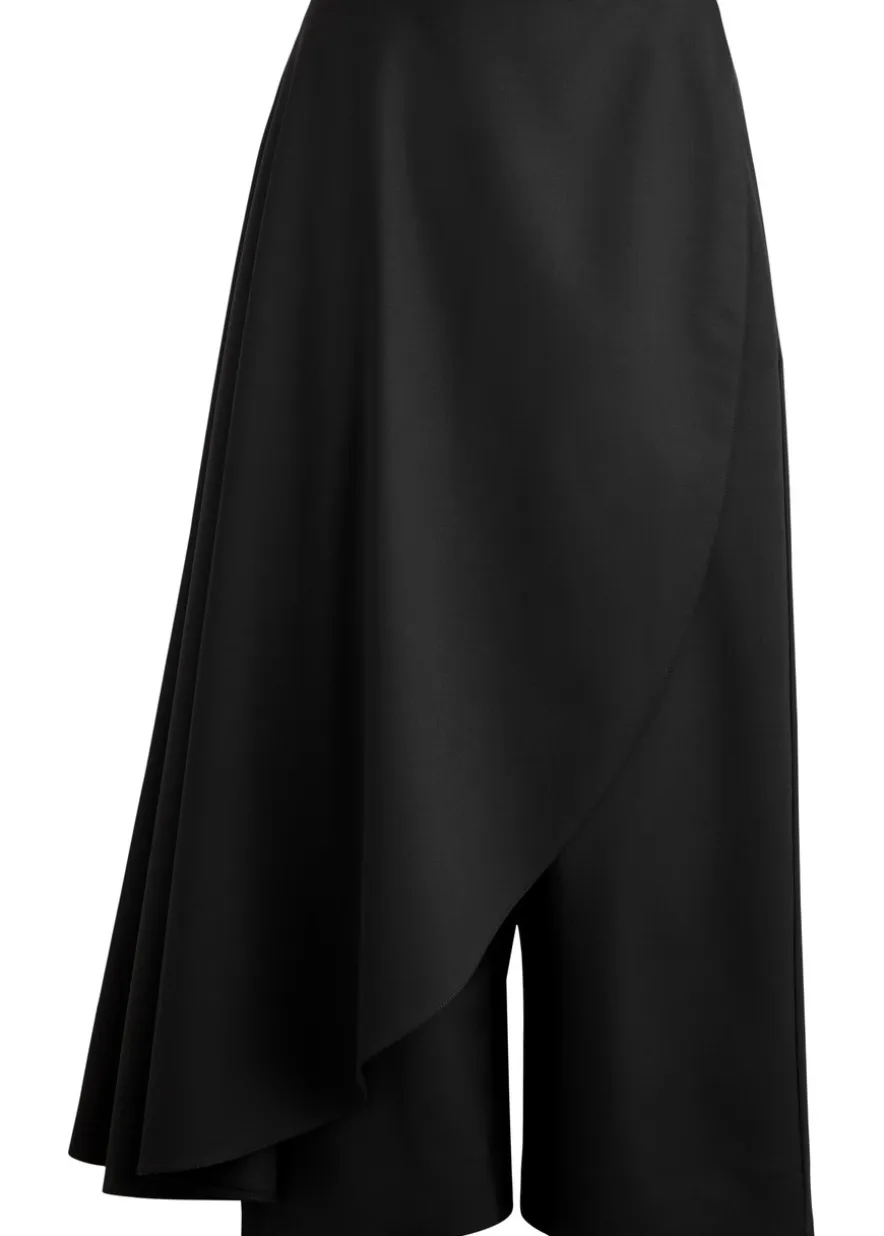 Asymmetric layered stretch-wool trousers