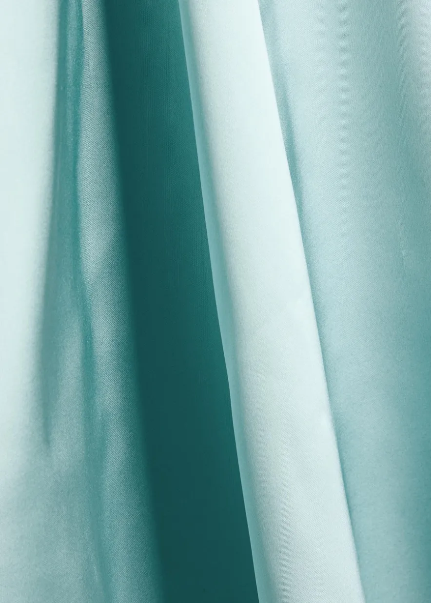 Asymmetric off-the-shoulder satin gown