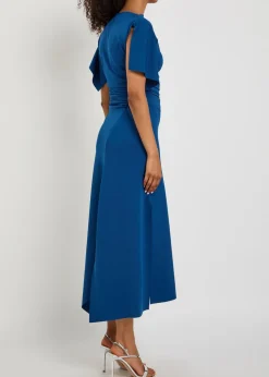 Asymmetric ruched stretch-jersey midi dress