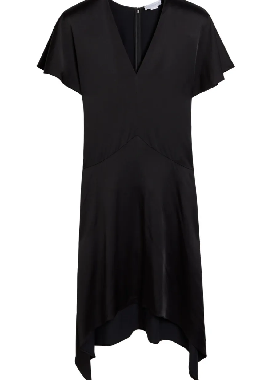 Asymmetric satin midi dress