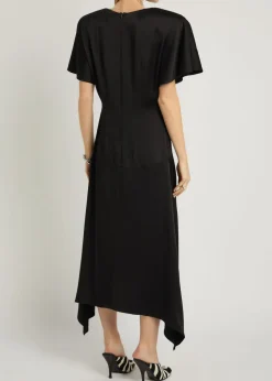 Asymmetric satin midi dress