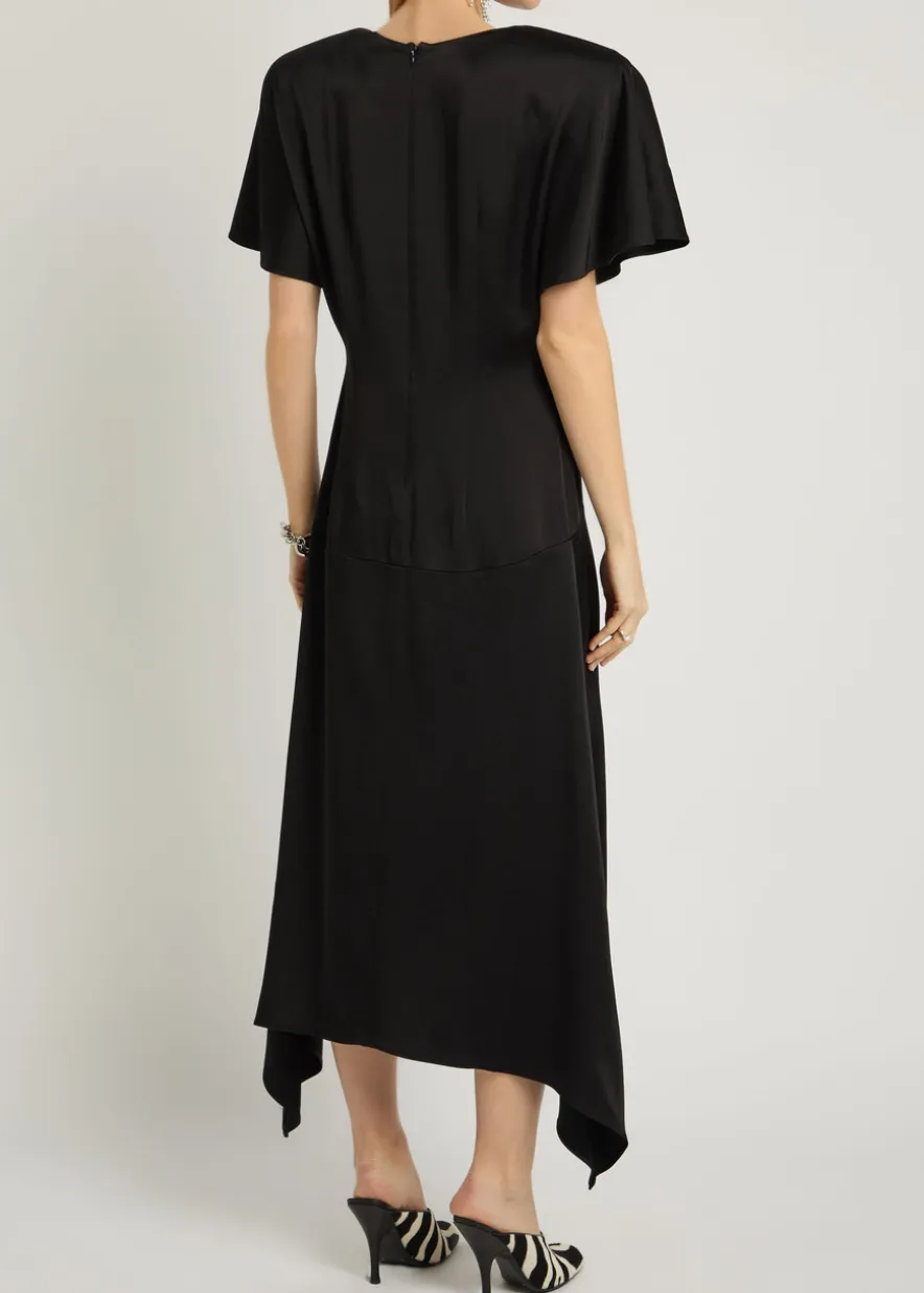 Asymmetric satin midi dress