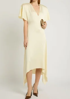 Asymmetric satin midi dress