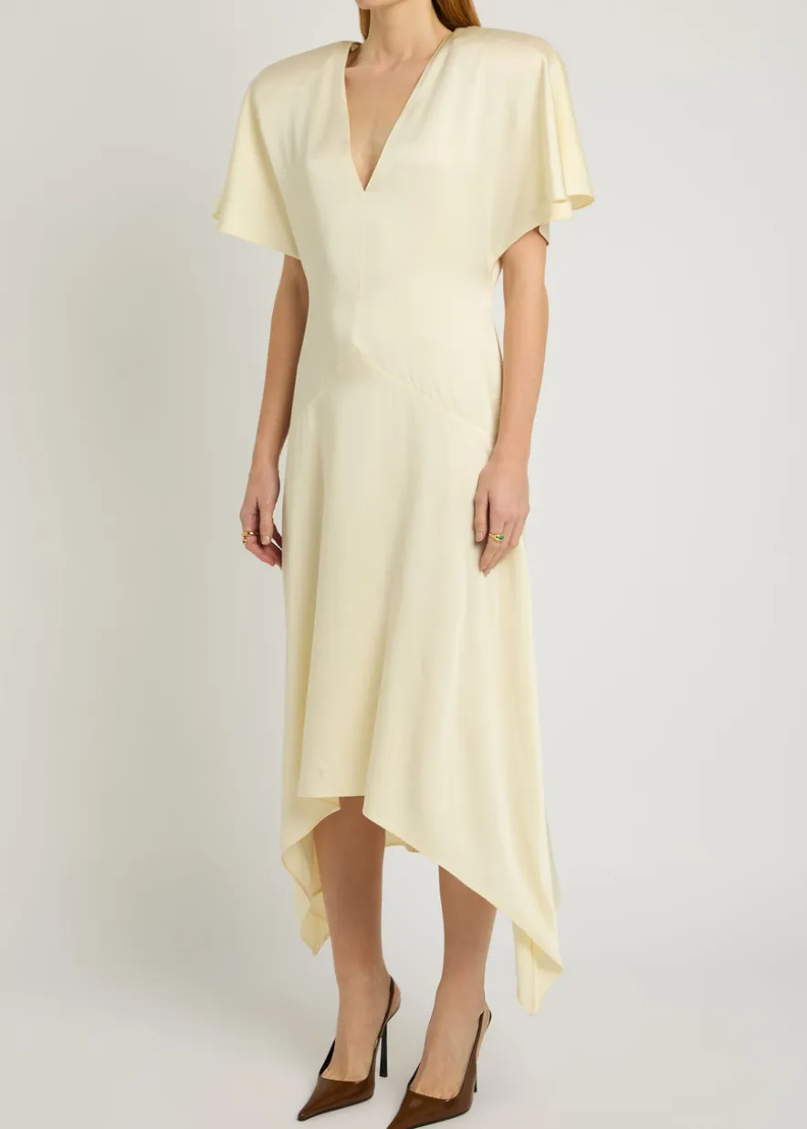 Asymmetric satin midi dress