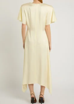 Asymmetric satin midi dress