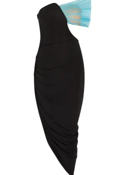 Asymmetric stretch-jersey midi dress
