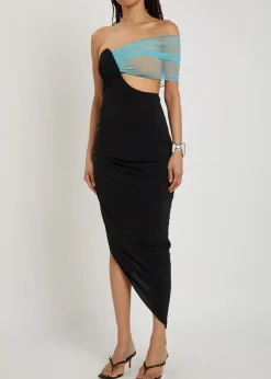 Asymmetric stretch-jersey midi dress
