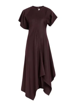 Asymmetric wool midi dress