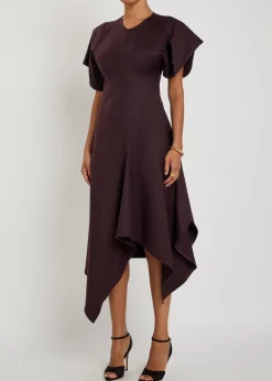 Asymmetric wool midi dress