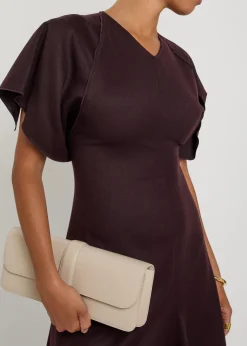 Asymmetric wool midi dress