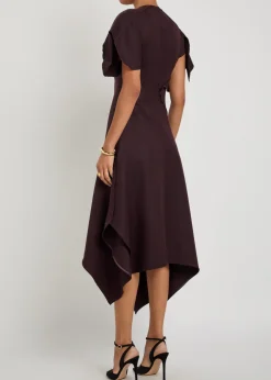 Asymmetric wool midi dress
