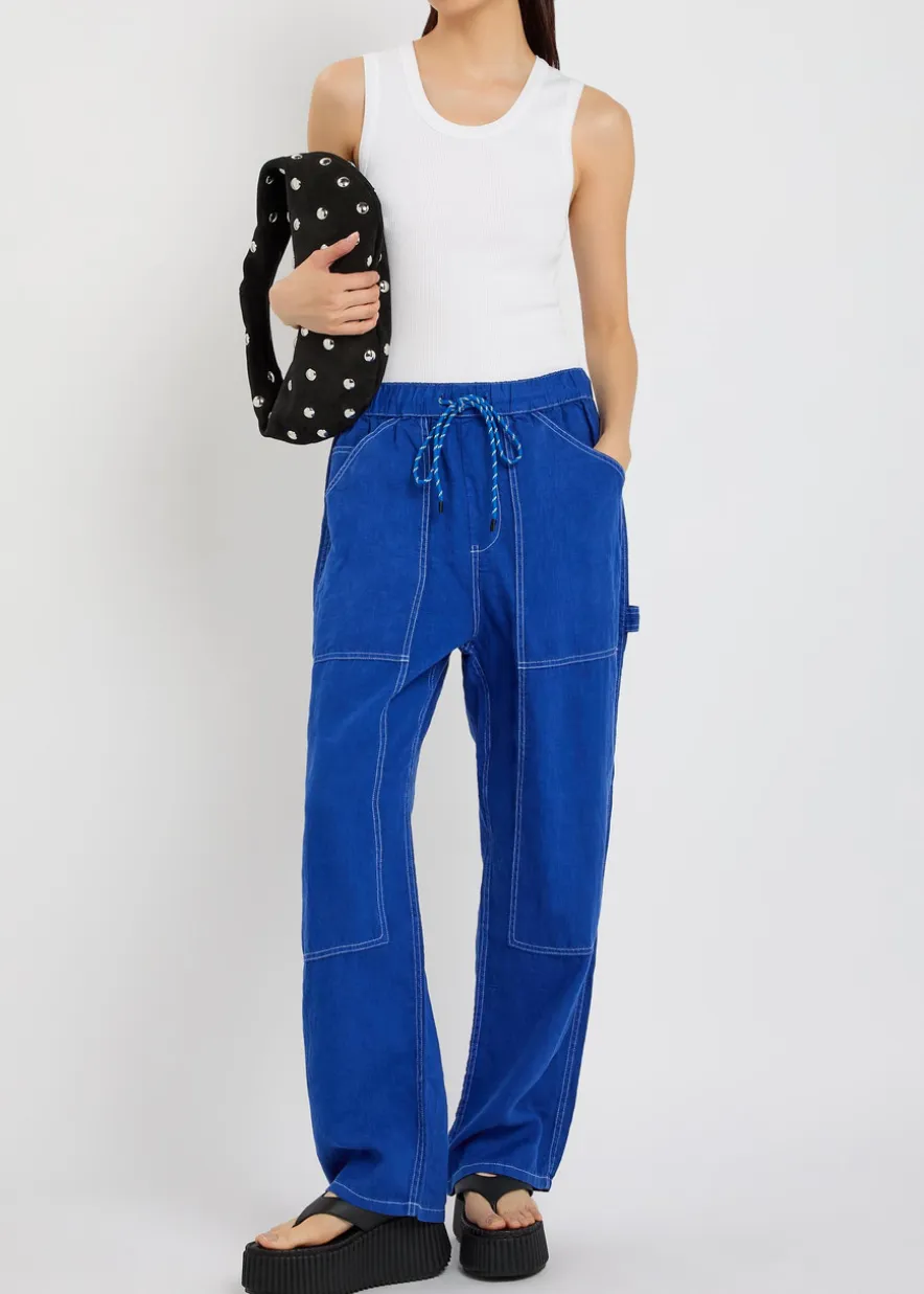 Atlas panelled relaxed straight-leg linen trousers