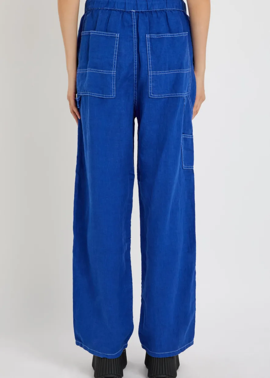 Atlas panelled relaxed straight-leg linen trousers