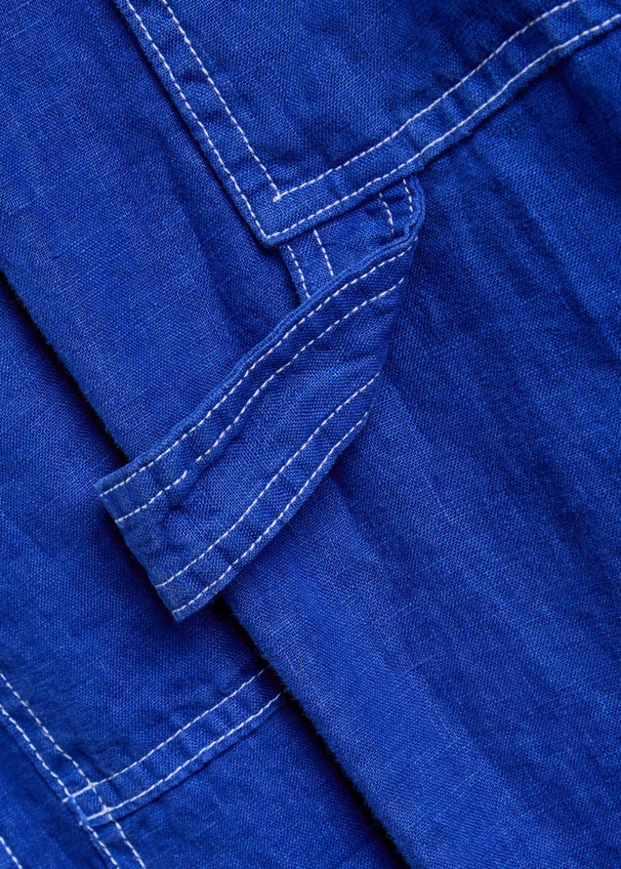 Atlas panelled relaxed straight-leg linen trousers