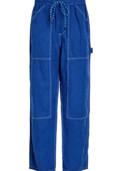 Atlas panelled relaxed straight-leg linen trousers